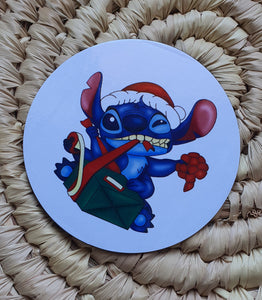Magnet rond Stitch de Noël