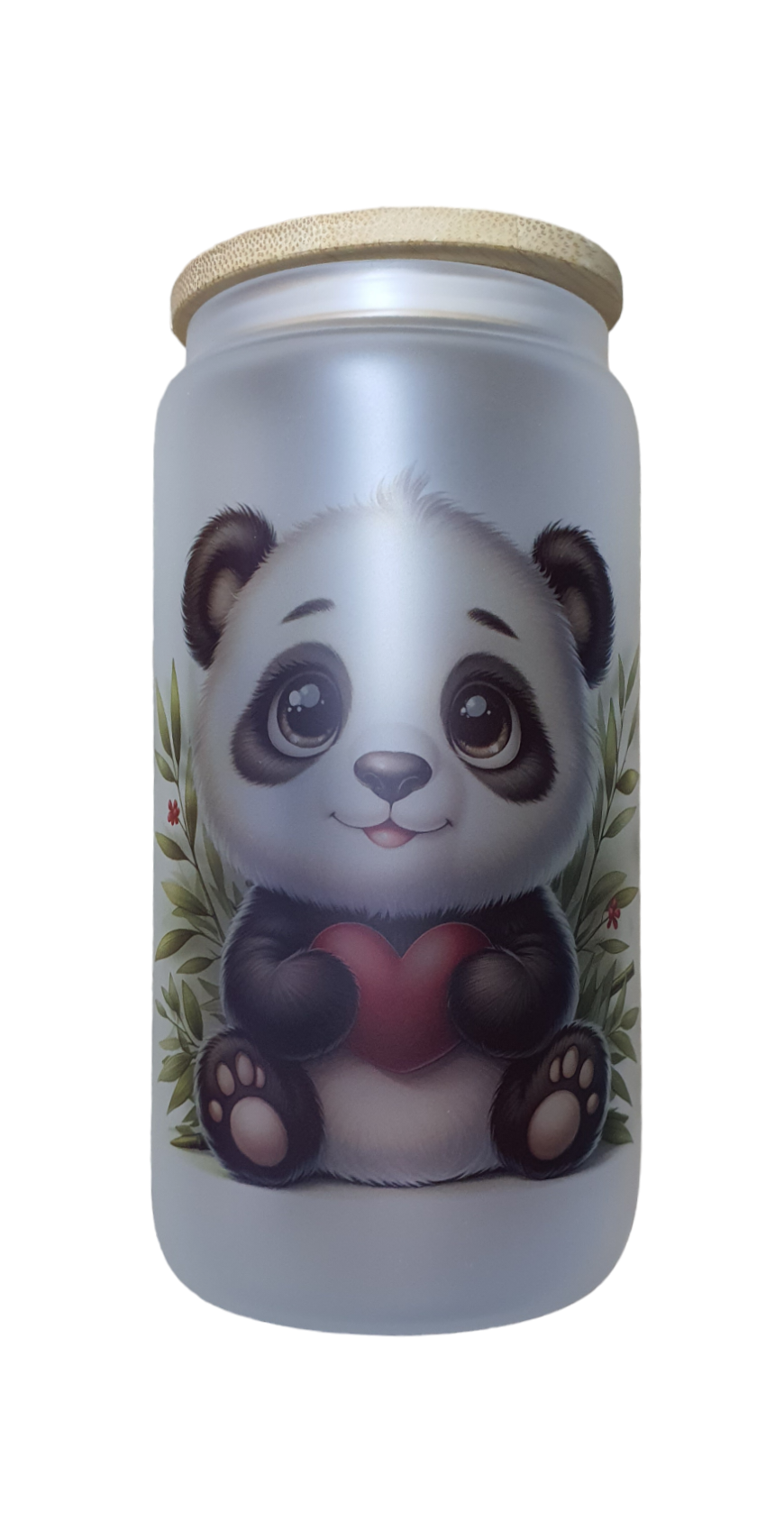 Gobelet verre givré Panda cœur