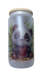 Gobelet verre givré Panda cœur